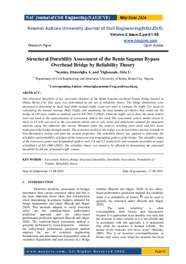 (PDF) Structural Durability Assessment of the Benin-Sagamu Bypass ...