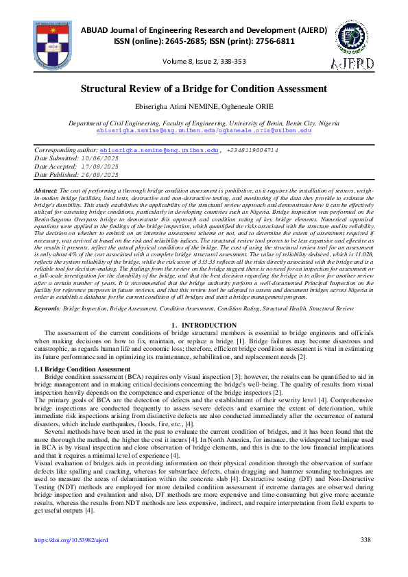 (PDF) Structural Review of a Bridge for Condition Assessment