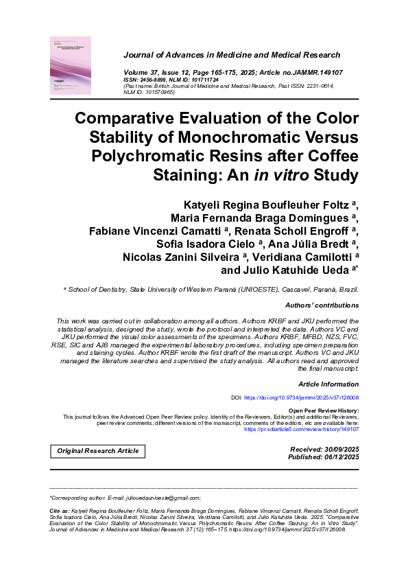 (PDF) Comparative Evaluation of the Color Stability of Monochromatic ...