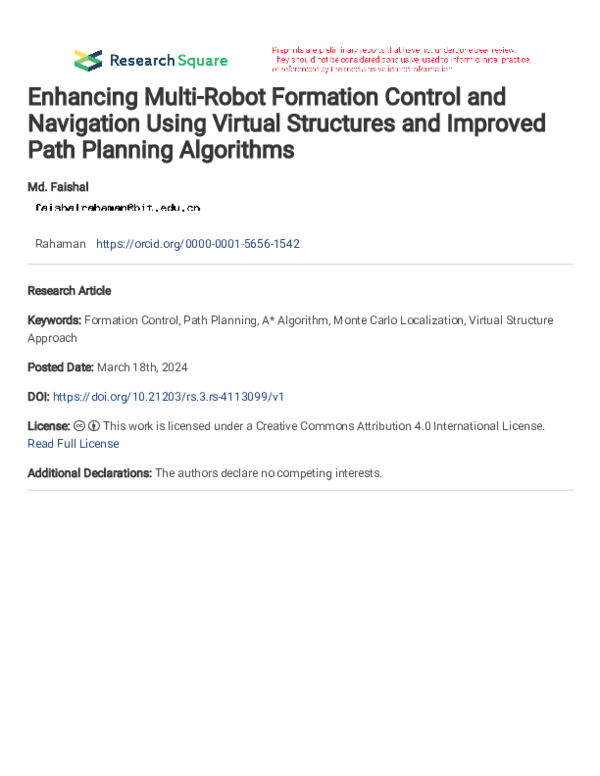 (PDF) Enhancing Multi-Robot Formation Control and Navigation Using ...