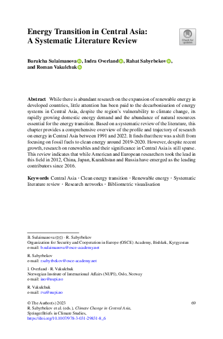 (PDF) Energy Transition in Central Asia: A Systematic Literature Review