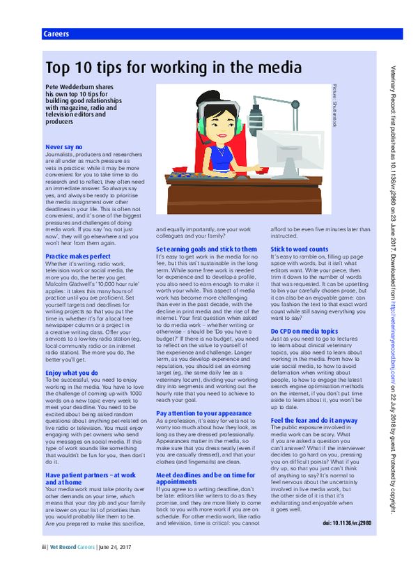 (PDF) Top 10 tips for working in the media
