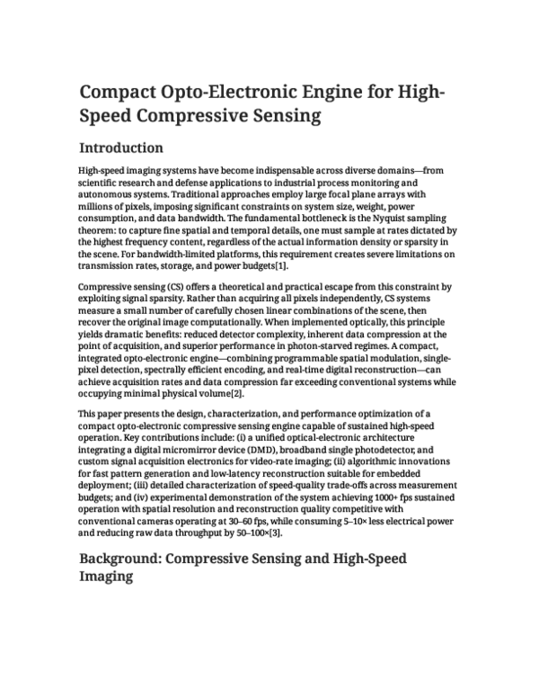 (PDF) Compact opto-electronic engine for high-speed compressive sensing