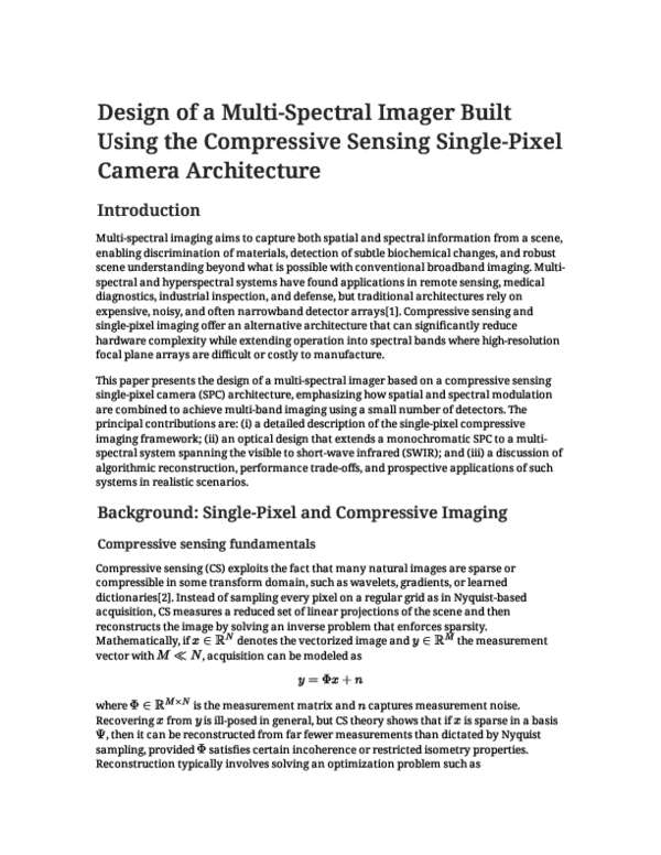 (PDF) Design of a multi-spectral imager built using the compressive ...