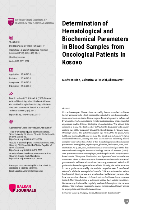 (PDF) Determination of Hematological and Biochemical Parameters in ...
