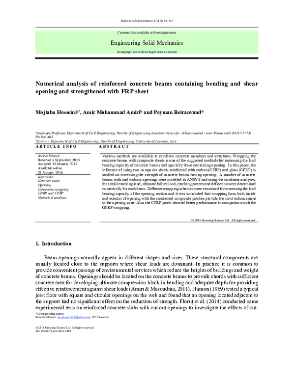 (PDF) Numerical analysis of reinforced concrete beams containing ...