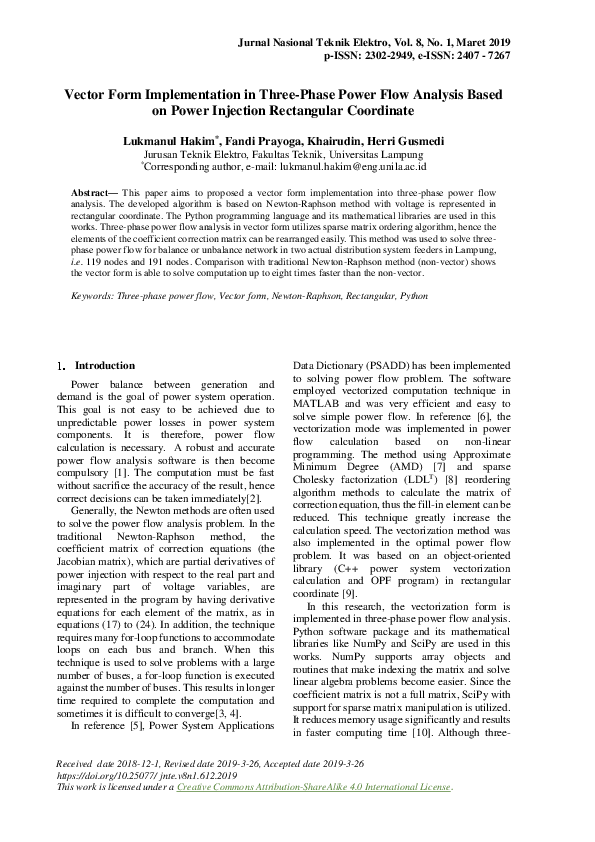 (PDF) Vector Form Implementation in Three-Phase Power Flow Analysis ...