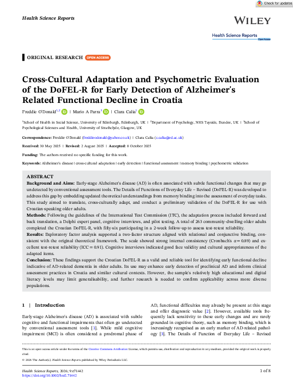 (PDF) Cross-Cultural Adaptation and Psychometric Evaluation of the ...