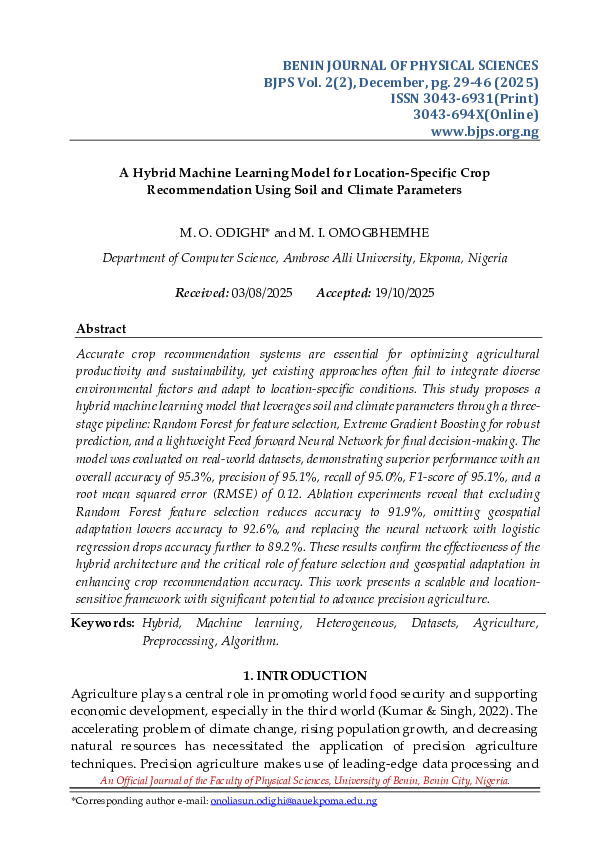 (PDF) A Hybrid Machine Learning Model for Location-Specific Crop ...