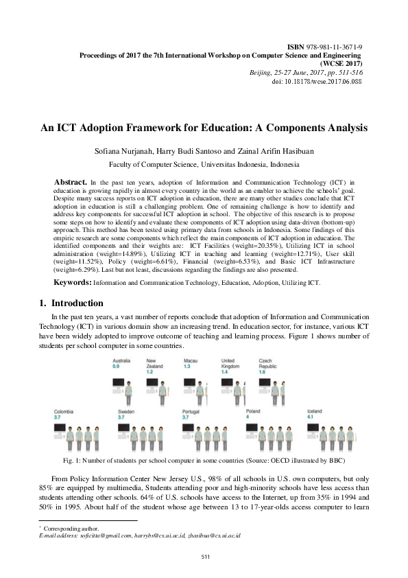 (PDF) An ICT Adoption Framework for Education: A Components Analysis