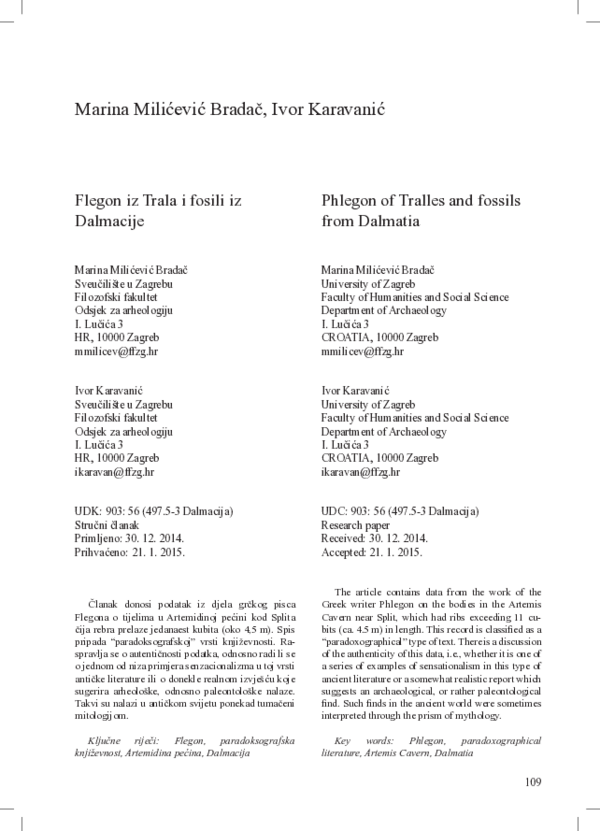 (PDF) Phlegon of Tralles and fossils from Dalmatia