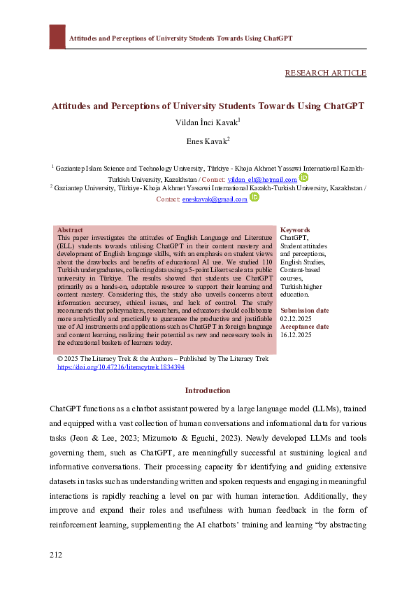 (PDF) Attitudes and Perceptions of University Students Towards Using ...