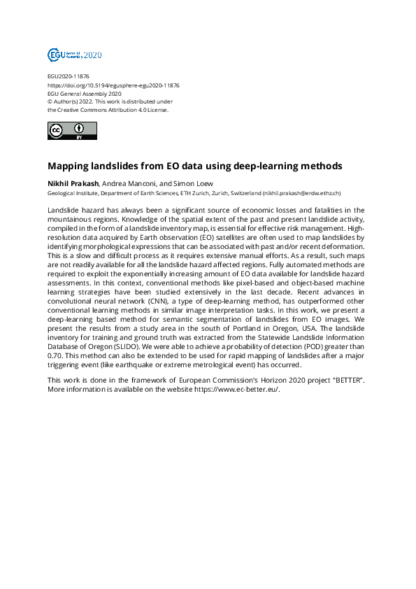(PDF) Mapping landslides from EO data using deep-learning methods