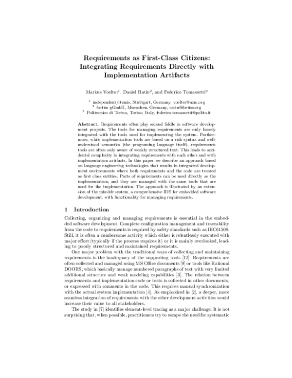 (PDF) Requirements as First-Class Citizens: Integrating Requirements ...