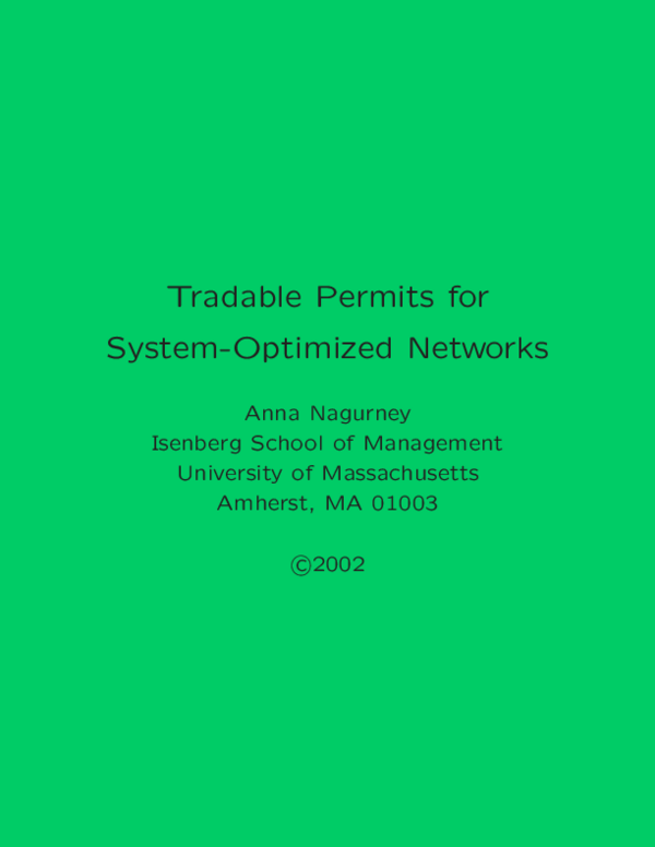 (PDF) Tradable Permits for System-Optimized Networks