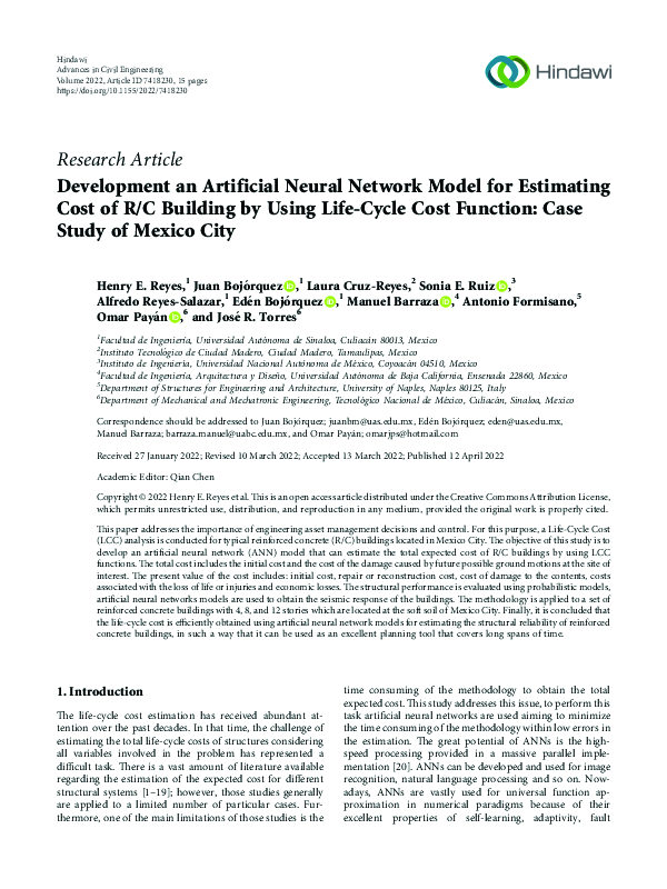 (PDF) Development an Artificial Neural Network Model for Estimating ...