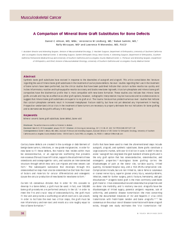 (PDF) A Comparison of Mineral Bone Graft Substitutes for Bone Defects