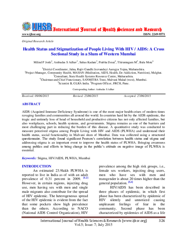 (PDF) Health Status and Stigmatization of People Living With HIV / AIDS ...
