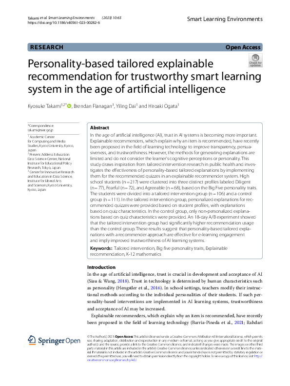 (PDF) Personality-based tailored explainable recommendation for ...