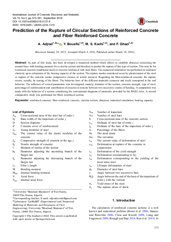 (PDF) Prediction of the Rupture of Circular Sections of Reinforced ...