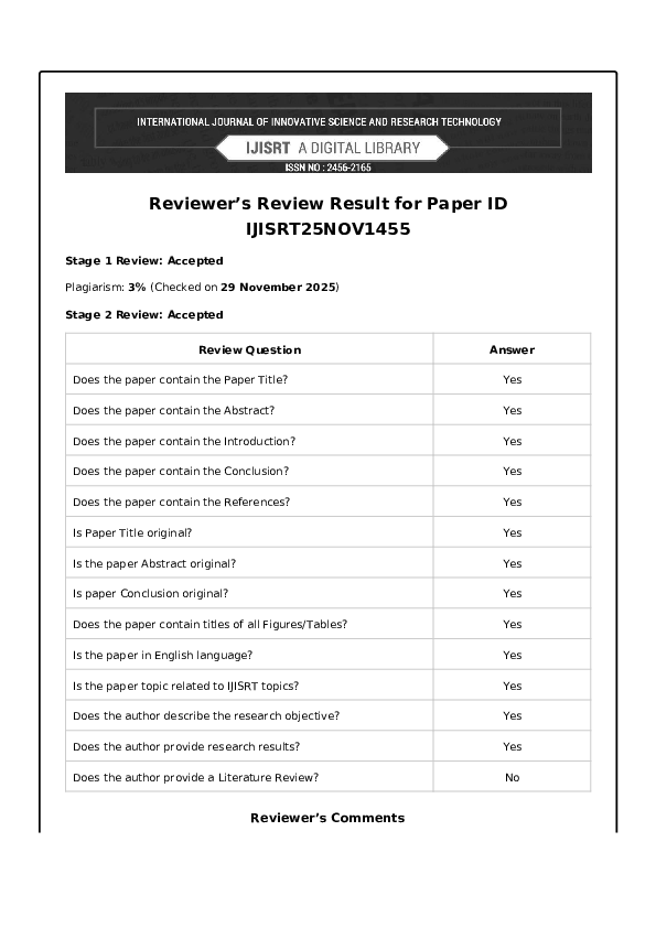 (PDF) IJISRT25NOV1455 reviewer report