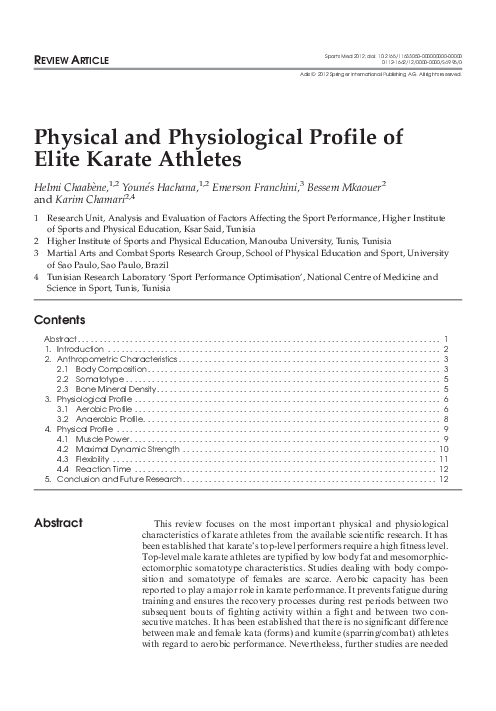 (PDF) Physical and Physiological Profile of Elite Karate Athletes