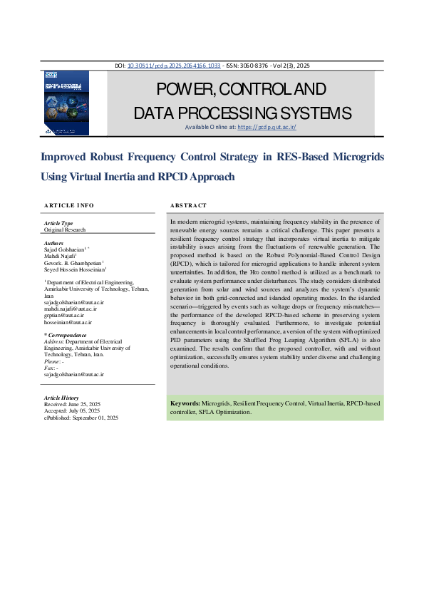 (PDF) Improved Robust Frequency Control Strategy in RES-Based ...