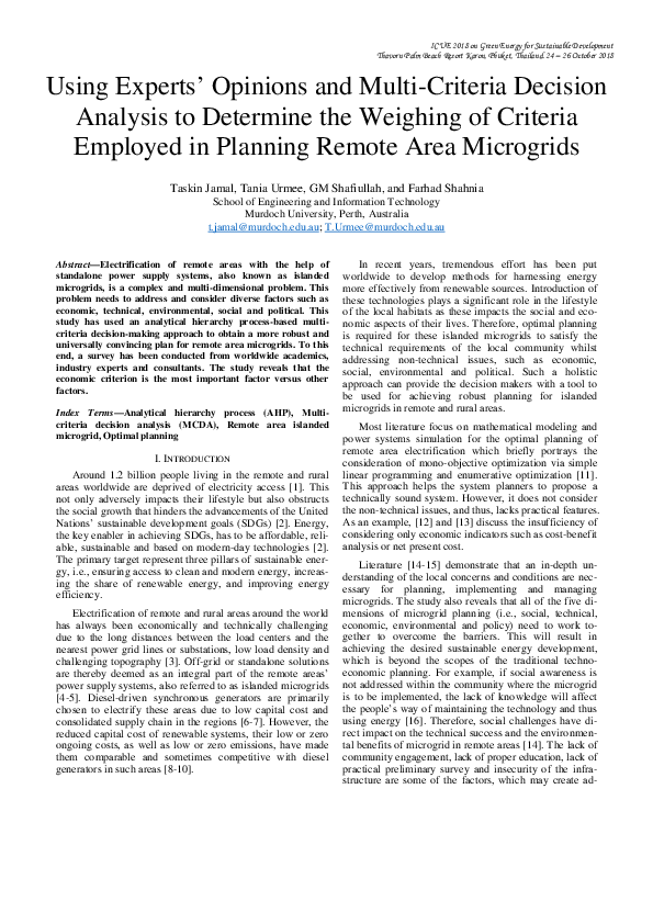 (PDF) Using Experts’ Opinions and Multi-Criteria Decision Analysis to ...