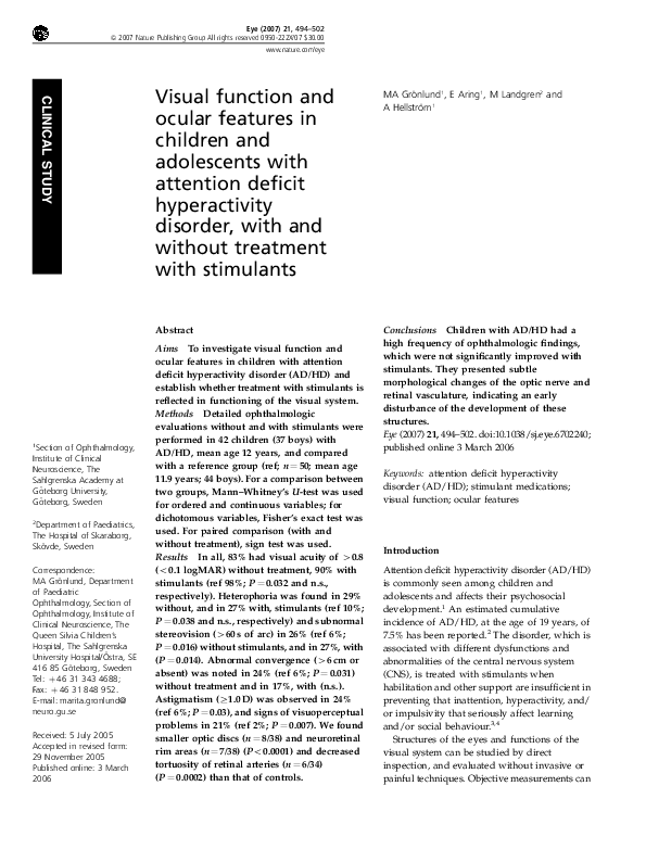(PDF) Visual function and ocular features in children and adolescents ...