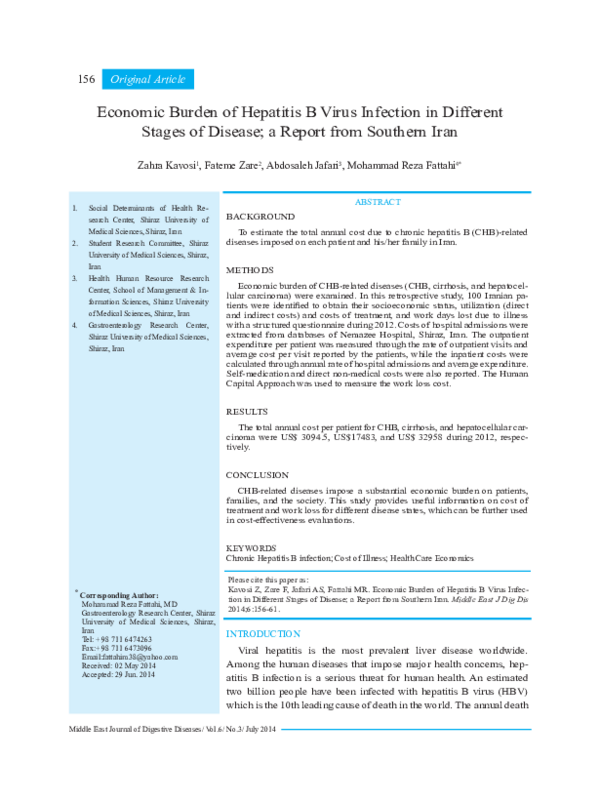 (PDF) Economic burden of hepatitis B virus infection in different ...