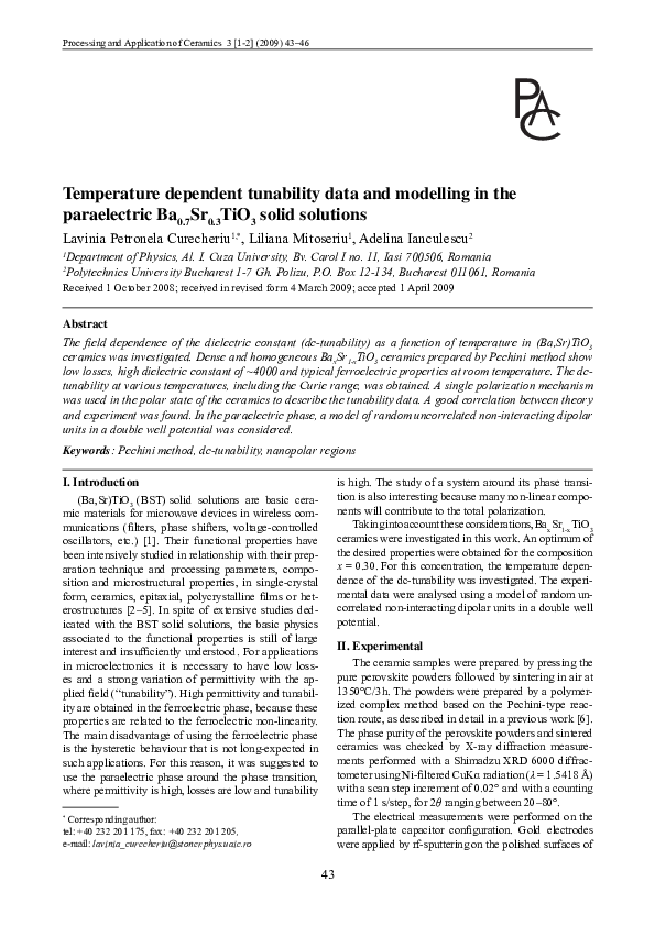 (PDF) Temperature dependent tunability data and modeling in the ...