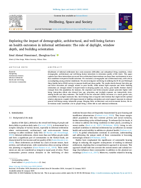 (PDF) Exploring the impact of demographic, architectural, and well ...