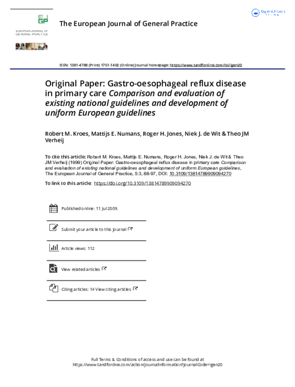 (PDF) Original Paper: Gastro-oesophageal reflux disease in primary ...