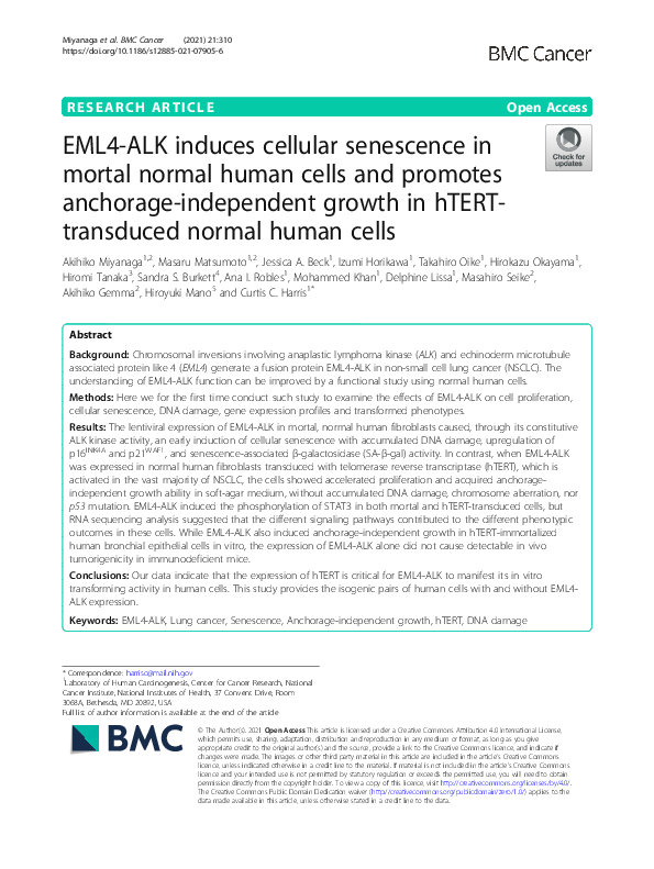 (PDF) EML4-ALK induces cellular senescence in mortal normal human cells ...