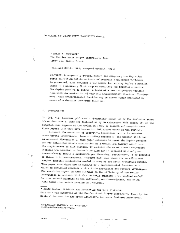 (PDF) Universal Keplerian state transition matrix