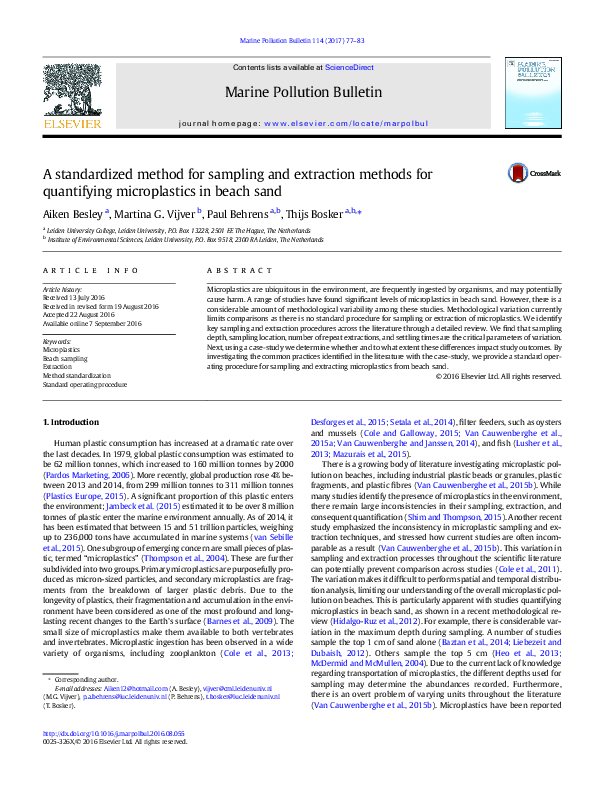 (PDF) A standardized method for sampling and extraction methods for ...