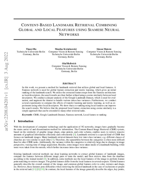 (PDF) Content-Based Landmark Retrieval Combining Global and Local ...