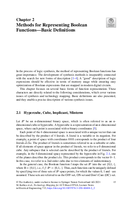 (PDF) Methods for Representing Boolean Functions—Basic Definitions