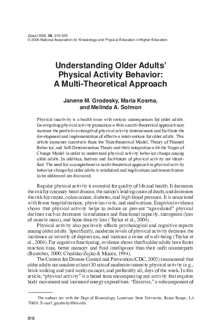 (PDF) Understanding Older Adults' Physical Activity Behavior: A Multi ...