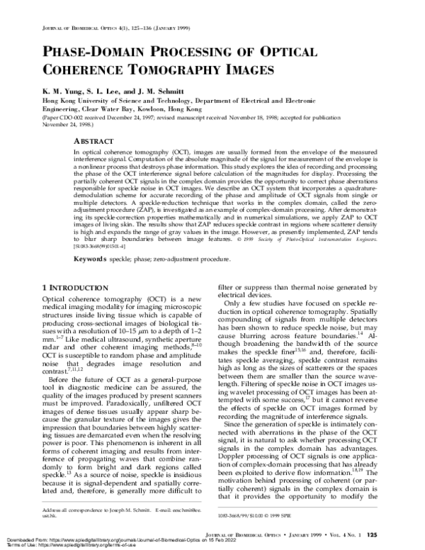 (PDF) Phase-Domain Processing of Optical Coherence Tomography Images