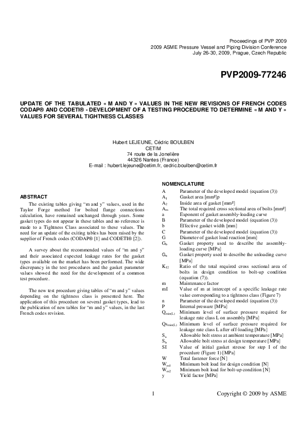 (PDF) Update of the Tabulated «M and Y» Values in the New Revisions of ...