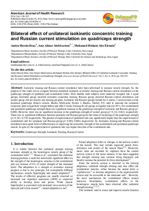 (PDF) Bilateral Effect of Unilateral Isokinetic Concentric Training and ...