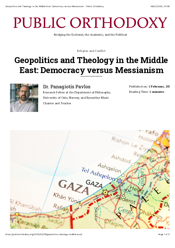 (PDF) Geopolitics and Theology in the Middle East: Democracy versus ...