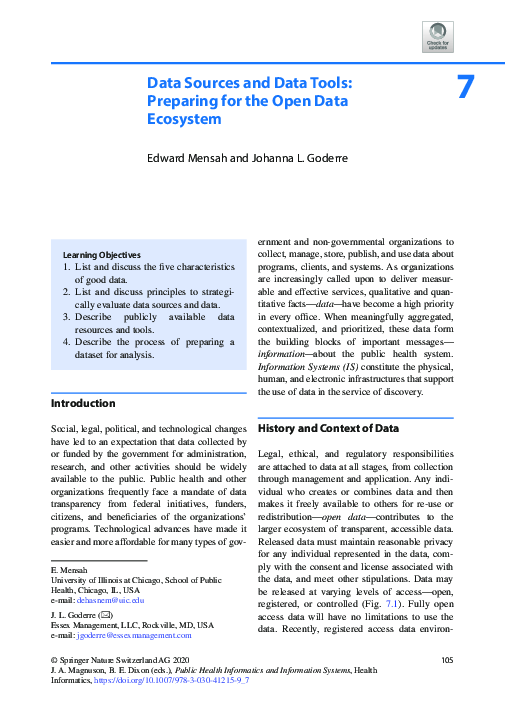 (PDF) Data Sources and Data Tools: Preparing for the Open Data Ecosystem