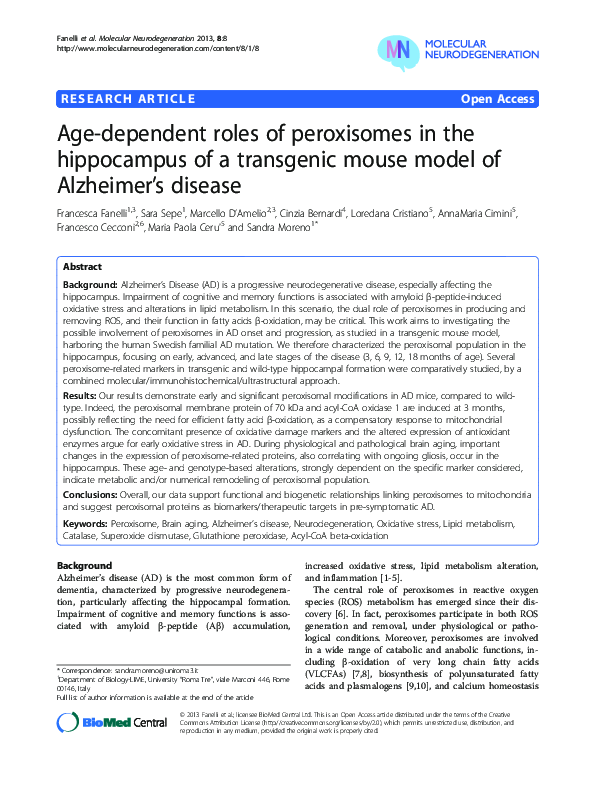(PDF) Age-dependent roles of peroxisomes in the hippocampus of a ...