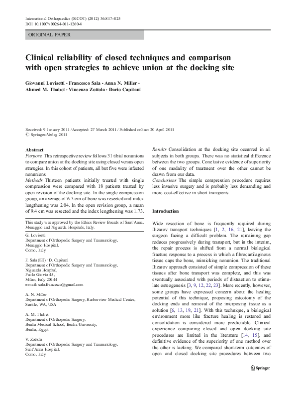 (PDF) Clinical reliability of closed techniques and comparison with ...