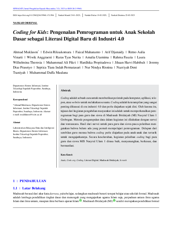 (PDF) Coding for Kids: Pengenalan Pemrograman untuk Anak Sekolah Dasar ...