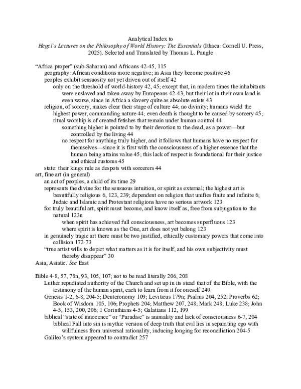 (PDF) Analytical Index to Hegel’s Lectures on the Philosophy of World ...