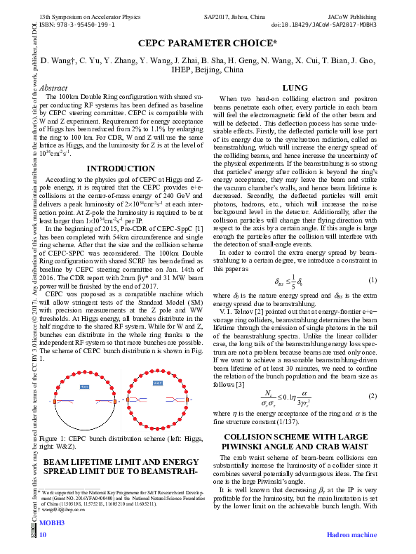 (PDF) CEPC Parameter Choice