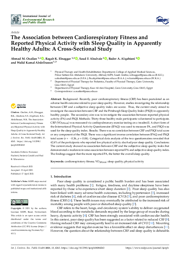 (PDF) The Association Between Cardiorespiratory Fitness and Reported ...